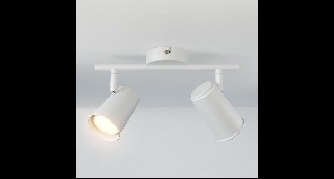 HOFTRONIC - Riga LED Plafondspot 2 Lichts GU10 2700K Warm wit - Wit - Spotje - Opbouwspot L274mm - Modern - Plafondlamp Woonkamer, Slaapkamer, Gang, Keuken