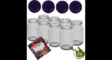 Glazenpotten 900 ml met twist-off deksel (lila stip) 8 stuks