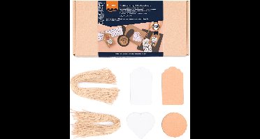 Florence Cadeaulabels - 200 Labels - Wit & Kraft - Labels Karton - met Jute Koordjes - 250g