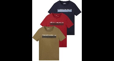 Tom Tailor Denim - T-shirt met print in een set van 3 - Maat XS - Dry Greyish Olive