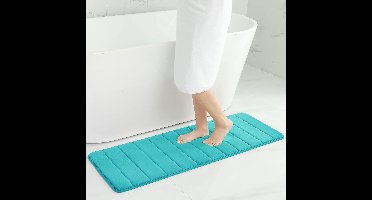 Badmat - 40 x 120 cm - fleece - Traagschuim - Middelpolig - absorberend - antislip - wasbaar - Kleur : pauwengroen
