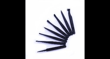 BukkitBow - Set van 8 Pincetten - Zwarte Plastic Precisie Pincet Set - Voor Hobby Sieraden en Fijn Knutselwerk