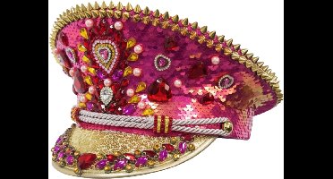 Carnaval Admiraal Pet Luxe Valentijn Goud - Met Steentjes en Pailletten - Volwassenen - One Size - Unisex