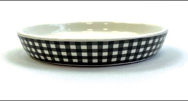 Happy pet tabby patch voerbak kat ruit keramisch zwart / wit 15x15x2 cm
