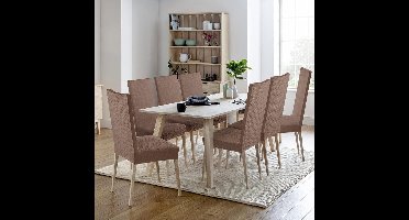 Stoelhoezen - 6 Stuks - Polyester - 55D x 51B x 70H centimeter - Moderne - Stretch fit - Verwijderbare - Machinewas - Kleur : Bruin
