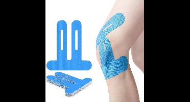 10 stuks voorgesneden kinesiologietape - Geschikt voor knieën en spieren - Professionele kinesiologietape voor hardlopen, wandelen en marathons - Ademende en zweetbestendige sporttape - 22x25cm - blauw