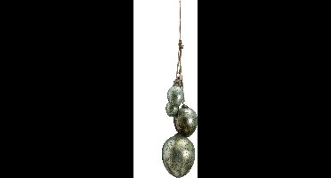 PTMD Ekko grote glazen paasei decoratie hanger groen antiek - Ekko green glass easter eggs hanger antique