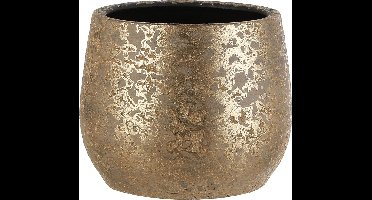 Mica Decorations Bloempot - goudkleurig - keramiek - 25 x 20 cm - plantenpotten