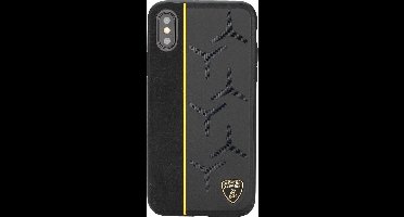 Geel hoesje van Lamborghini - Backcover - Alcantara - Samsung Galaxy S10 Plus - Genuine Leather - Echt leer