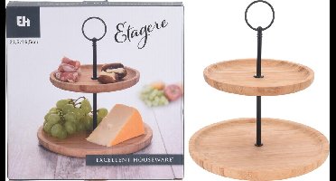 Excellent Houseware - Bamboe Etagere - 2-laags - 24 cm - Dekoratief
