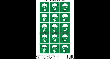 Pictogram sticker E049 Parachutesignalen - 50x50mm 15 stickers op 1 vel