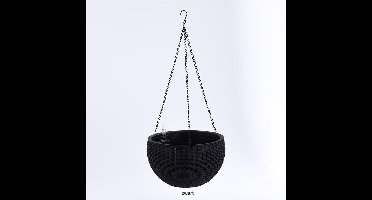 hangende plantenbak met reservoir en water-indicator_zwart