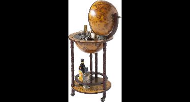 Brulo - Wereldbol - Globebar - Hout - Bruin - vespucci - 36 cm diameter