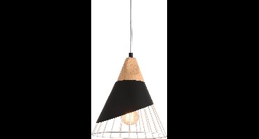 PLATINET PPL02B IRIS Hanglamp zwart metaal met houtaccent E27 fitting maximaal 40W zwart, bruin