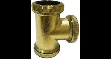 Wiesbaden koppel-teestuk 32mm tbv vloerbuis - Goud Look (Geborsteld Messing)