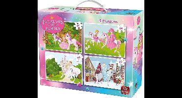 Puzzel Paarden en Prinsessen - 4 in 1 Kinderpuzzel - King - In Koffertje