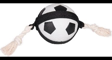 Hondenspeelgoed – Matchball voetbal met touw – Flamingo hondenspeelgoed – hondentouw – hond bal – honden bal – 38 cm – wit/zwart