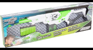Eddy Toys Shooter Speelgoedpistool - 10 foampijlen - wit/groen - 74 cm