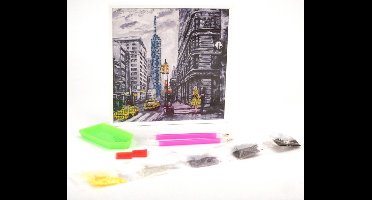 Diamond Painting Crystal Art Kit® New York incl. vrijstaand frame - 20x20cm - Partial Painting