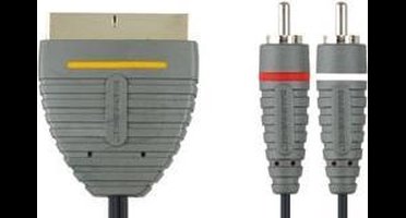 Bandridge BVL5802 video kabel adapter 2 m SCART (21-pin) 2 x RCA Zwart, Grijs
