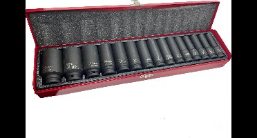 Hoge slagdoppen set 15 delig SAE Profi serie, krachtdoppen 1/2” inch, Usa, engels