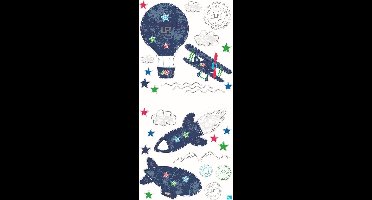 Lief! - Muurstickers - Vliegtuig - Blauw - 30 x 62cm