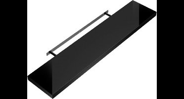 Casaria Wandplank Zwevend - 90cm 15kg Belastbaar - Hoogglans Zwart