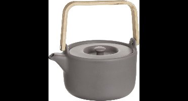 Secret de Gourmet Theepot in keramiek met bamboe 80cl - Handvat, zeef, filter - Taupe