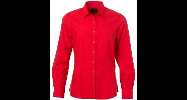 James and Nicholson Dames/dames Poplin-shirt met lange mouwen (Tomatenrood)
