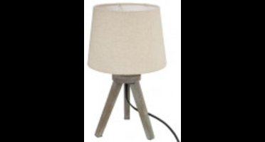 Atmosphera - Tafellamp - Nachtlamp - Mini Tafellamp met Houten Poten - Design Bedlamp - Sfeerverlichting Binnen - Kleine Tafellamp Modern - E14 - 25W - Hout - ca. Ø18.5 x 30.5-32 cm - Ivoor