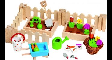Goki Houten poppenhuis tuintje met accessoires