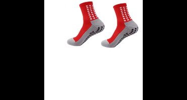 Scoby - Sportsokken met Grip - Gripsokken - Anti-slip Sokken - Ondersteunend - Sportsokken - Support Socks - Maat 39/45 - Rood/Grijs
