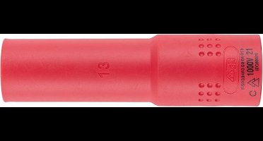 Wurth - VDE dopsleutel 1C-isolatie 1/2 inch zeskant lang - VDE-dopsleutel 1/2 inch Metrisch, zeskant, lang x 1 st Soort aandrijving Binnenvierkant Sleutelwijdte 13 mm