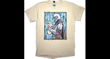 Disney Star Wars - The Mandalorian Holding Grogu Heren T-shirt - M - Creme