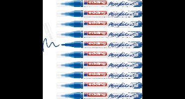 edding 5300 acrylmarker gentiaanblauw mat 10 stuks – fijne ronde punt 1-2 mm – precieze en lichtechte verfmarker voor canvas, hout & steen