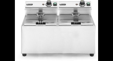HENDI Friteuse 2 x 8 l, 7000 W RVS met V-bodem en koude zone voor friet