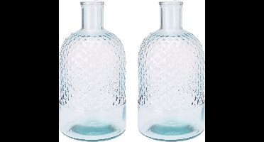 H&S Collection Bloemenvaas Salerno - 2x - Gerecycled glas - transparant - D12 x H23 cm - Fles vorm