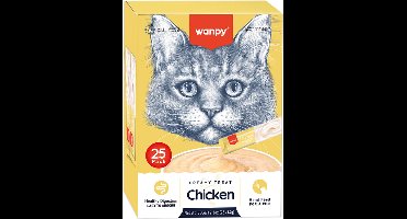 Wanpy Creamy Lickable Treats Kip - Voordeelpack 25 Stuks - Kattensnack