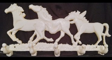 MadDeco - gietijzer - kapstok - 3 paarden - wit