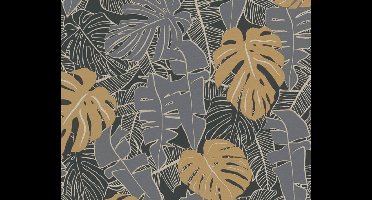 PALMBLADEREN BEHANG | Botanisch - zwart goud grijs - A.S. Création House of Turnowsky