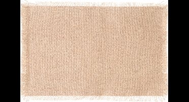 Secret de Gourmet placemats Kenya - 1x - beige - 45 x 30 cm - katoen - met franjes