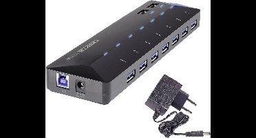 Renkforce RF-3806034 USB-hub 7 poorten USB-A USB 3.0 5 GBit/s Met snellaadpoort, Met status-LED's Zwart