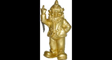 Fuck You Kabouter met opgestoken middelvinger (20CM) Goud
