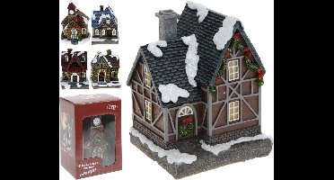Kersthuisjebestellen - Kerstdorp - Kersthuisjes - Met Wit Led Verlichting - Set van 5 stuks