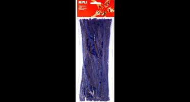 Chenille draad - Pijpenragers Blauw 6 mm x 30 cm - 100 stuks