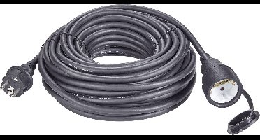 Sygonix 1373173 Stroom Verlengkabel 16 A Zwart 20.00 m H07RN-F 3G 1,5 mm²