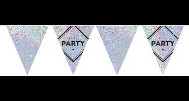 Vlaggenlijn Lets Party Zilver Holographic