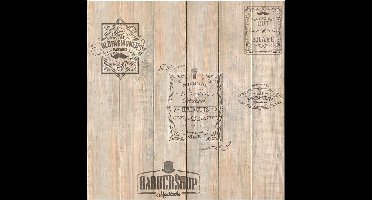 Home hout Barbershop behang (vliesbehang, beige)