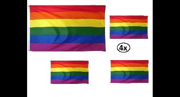 4x Vlag Regenboog 90cmx150cm