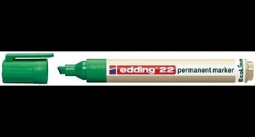 edding 22 EcoLine Permanente Marker, Beitelvormige Punt, 1 - 5 mm, Groen (doos 10 stuks)